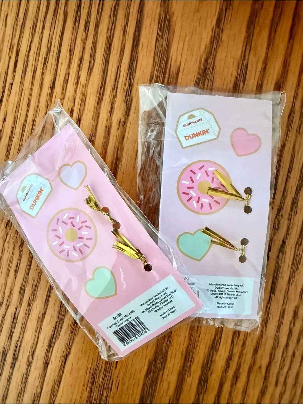 STONEY CLOVER LANE X DUNKIN Straw Toppers - Pink & Orange
